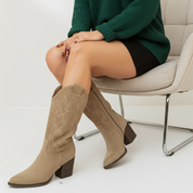 bottes cowboy mi-mollet à bout pointu