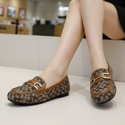 Mocassins imprimé métal doré pour femme