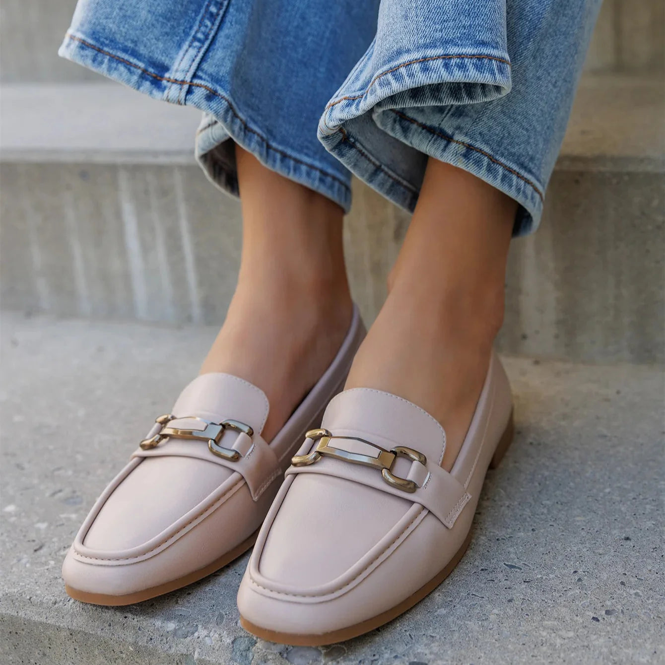 Mocassins en Simili Cuir avec Détail Métallique