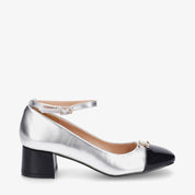 Escarpins à brides en similicuir brillant - argent