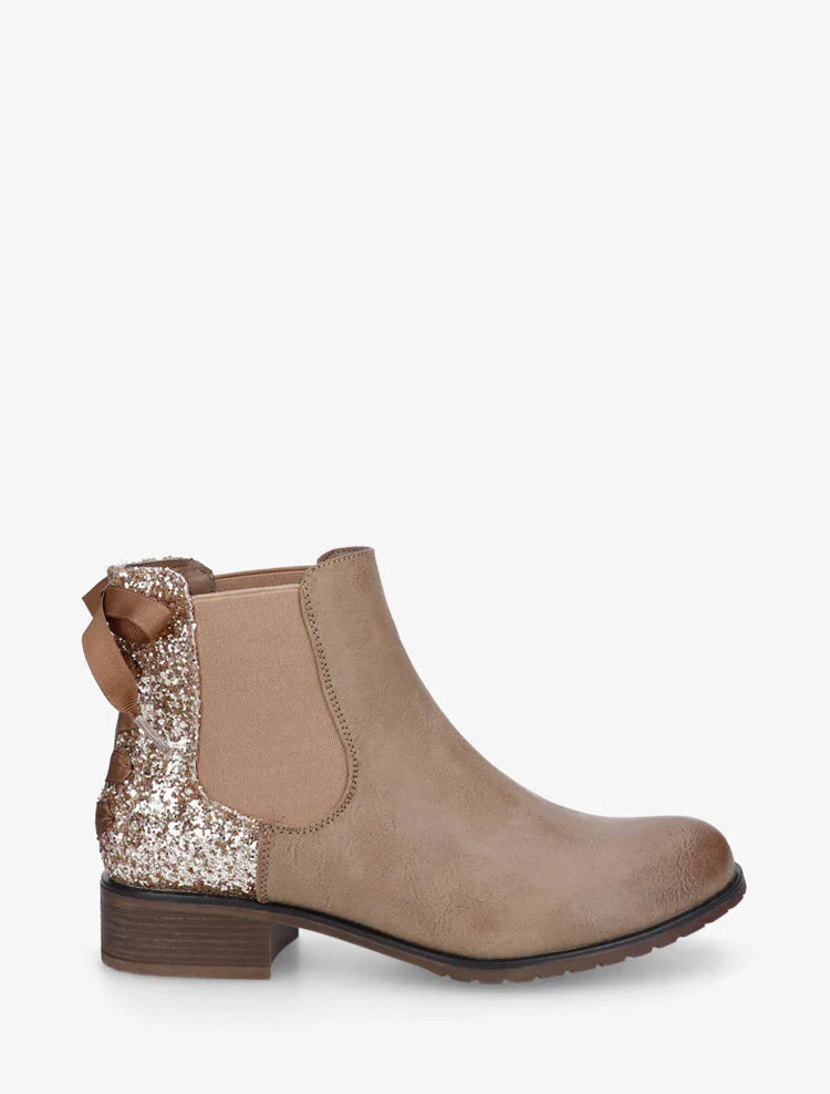 Bottines en simili à contrefort pailleté