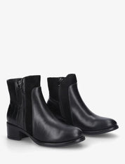 Bottines en simili et suédine à contrefort croco