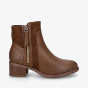 Bottines en simili et suédine à contrefort croco