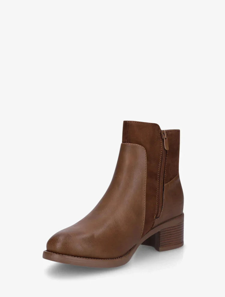 Bottines en simili et suédine à contrefort croco