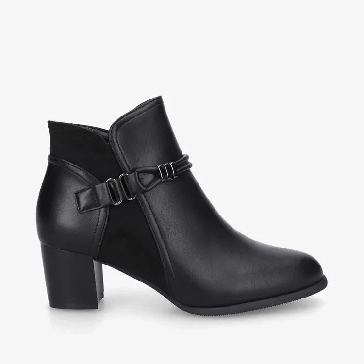 Demi bottes en simili et suédine à contrefort stylisé