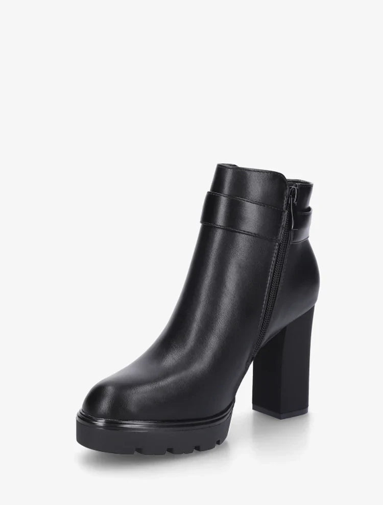 Demi botte à talon et boucle fantaisie