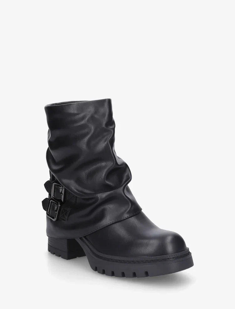 Demi bottes montantes à revers et boucles