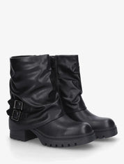 Demi bottes montantes à revers et boucles