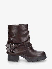 Demi bottes montantes à revers et boucles