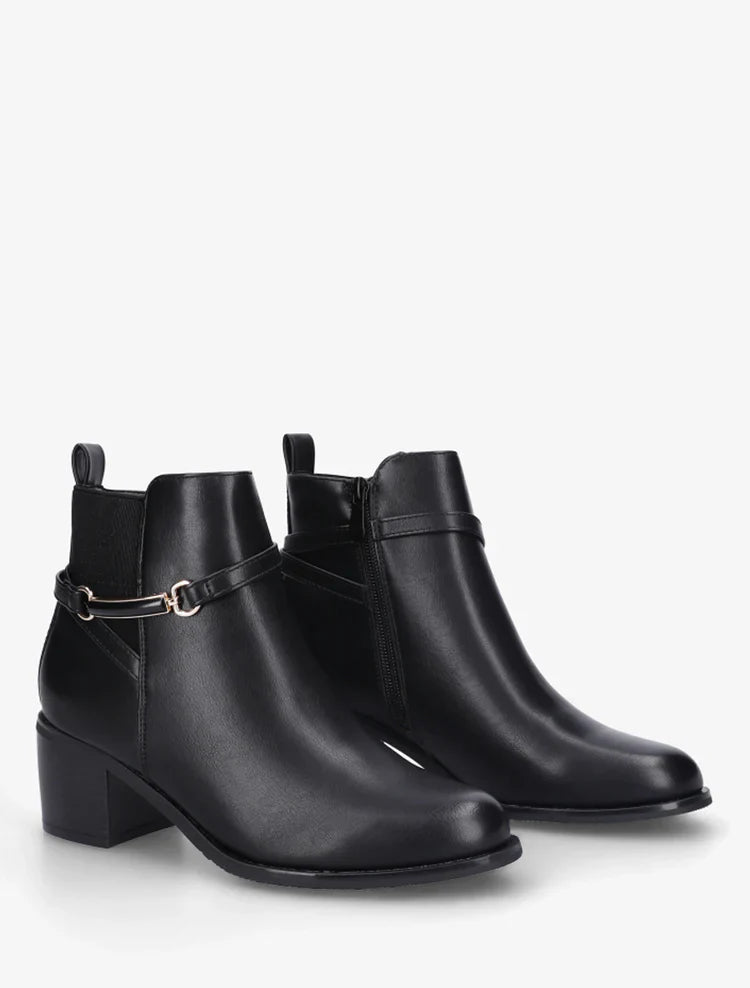 Demi bottes élastiquées en simili à ceinturon