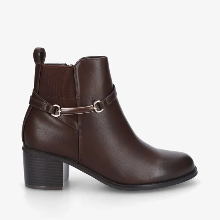 Demi bottes élastiquées en simili à ceinturon