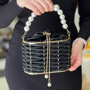 Sac à main seau de soirée de luxe pour femme avec perles