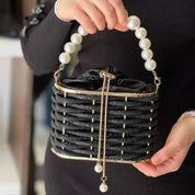 Sac à main seau de soirée de luxe pour femme avec perles