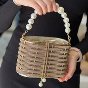 Sac à main seau de soirée de luxe pour femme avec perles