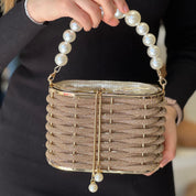 Sac à main seau de soirée de luxe pour femme avec perles