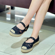 Ballerines en toile style espadrilles avec un effet tressé façon osier