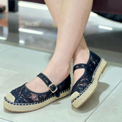 Ballerines en toile style espadrilles avec un effet tressé façon osier