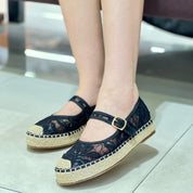 Ballerines en toile style espadrilles avec un effet tressé façon osier