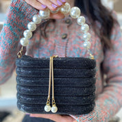 Sac en strass avec poignée en perles