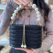 Sac en strass avec poignée en perles