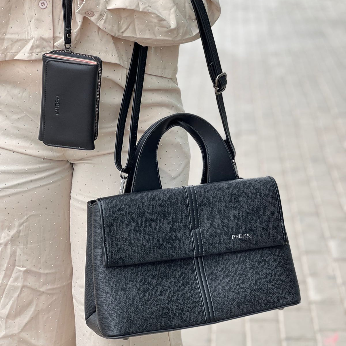 Ensemble sac à main et porte-cartes PEDRA