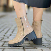 Demi bottes  en cuir véritable pour femme