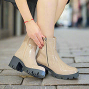 Demi bottes  en cuir véritable pour femme