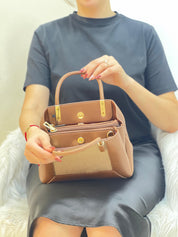 Medium Sac à Main Effet Tissus Bi-matières