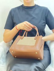 Medium Sac à Main Effet Tissus Bi-matières