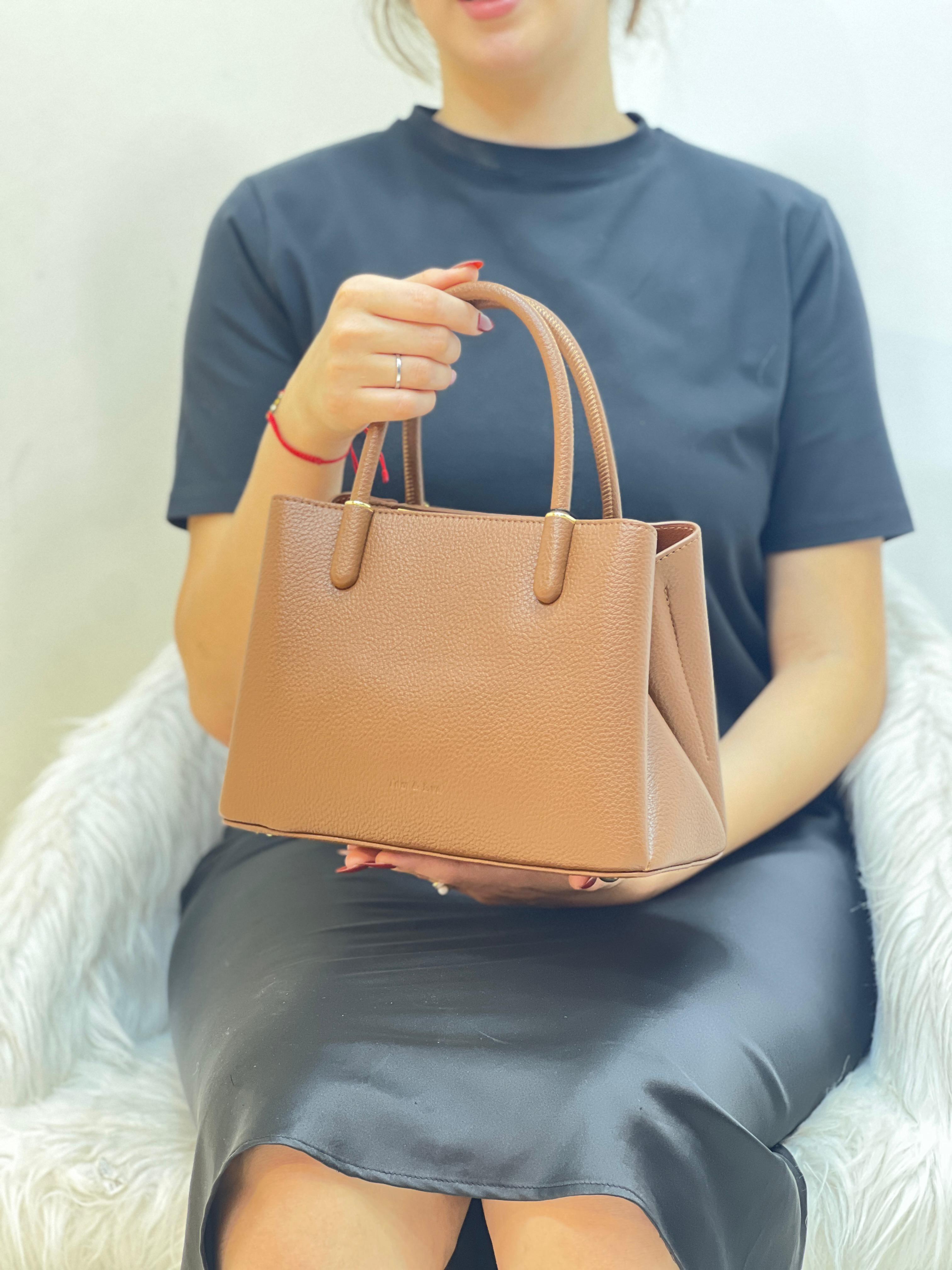 Medium Sac à Main Effet Tissus Bi-matières