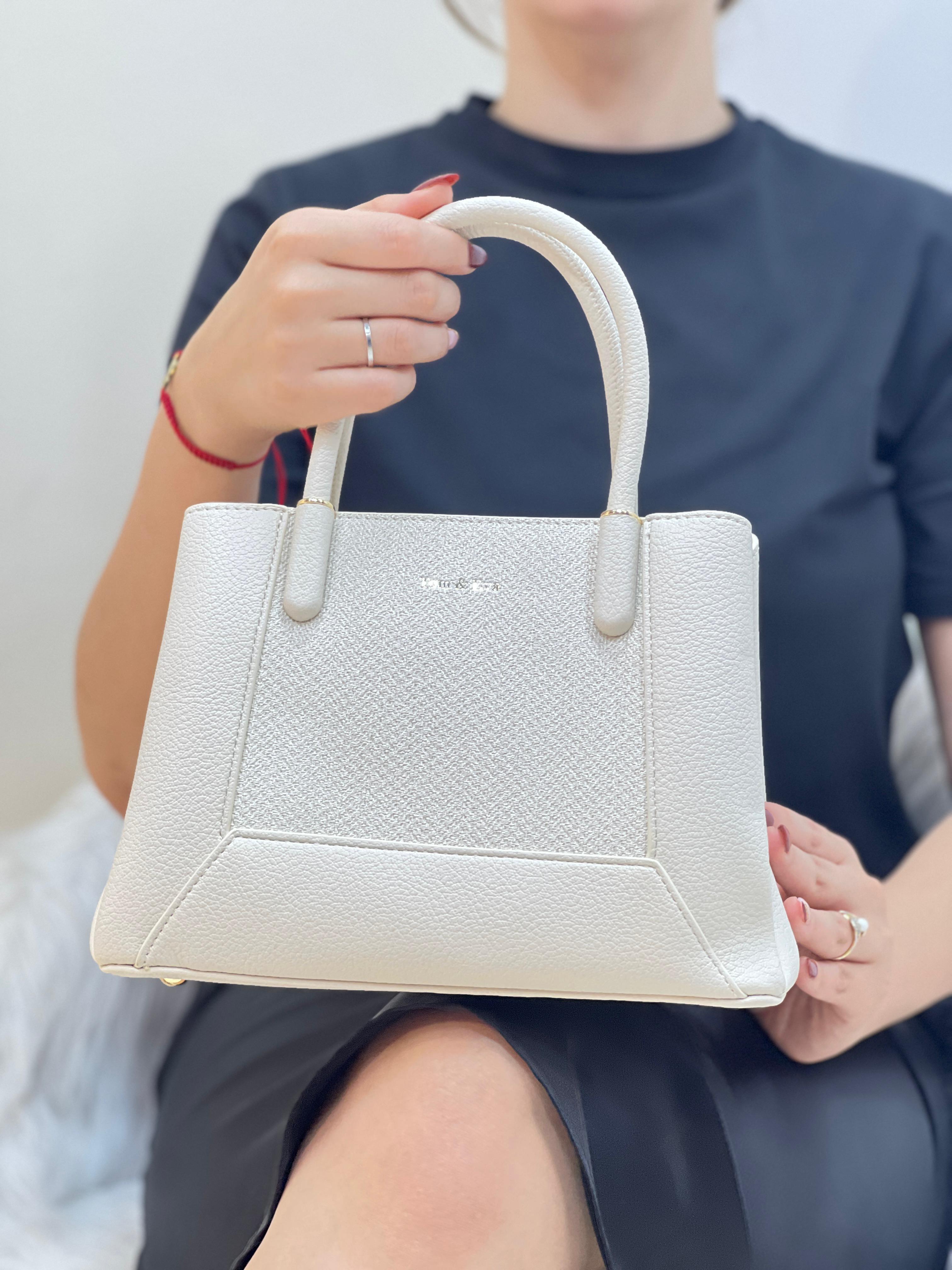 Medium Sac à Main Effet Tissus Bi-matières