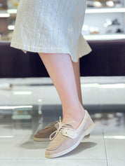 Mocassins combinés à lacets en daim