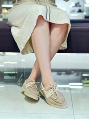 Mocassins combinés à lacets en daim