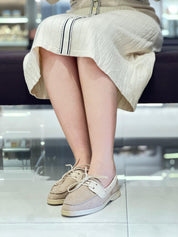 Mocassins combinés à lacets en daim