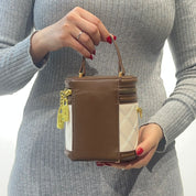 Sac bandoulière cylindrique à bijoux en cuir