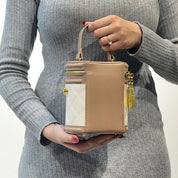 Sac bandoulière cylindrique à bijoux en cuir