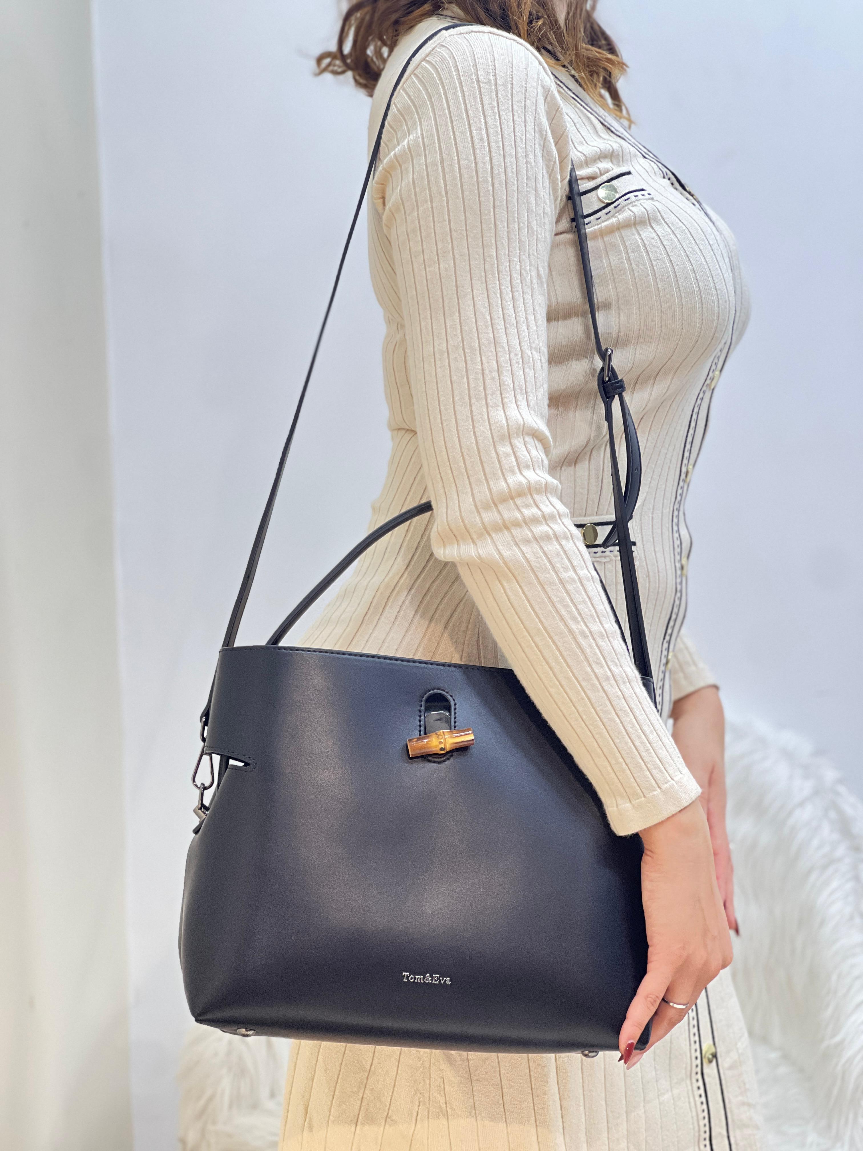 Sac Seau Double Porté Fermoir Bambou