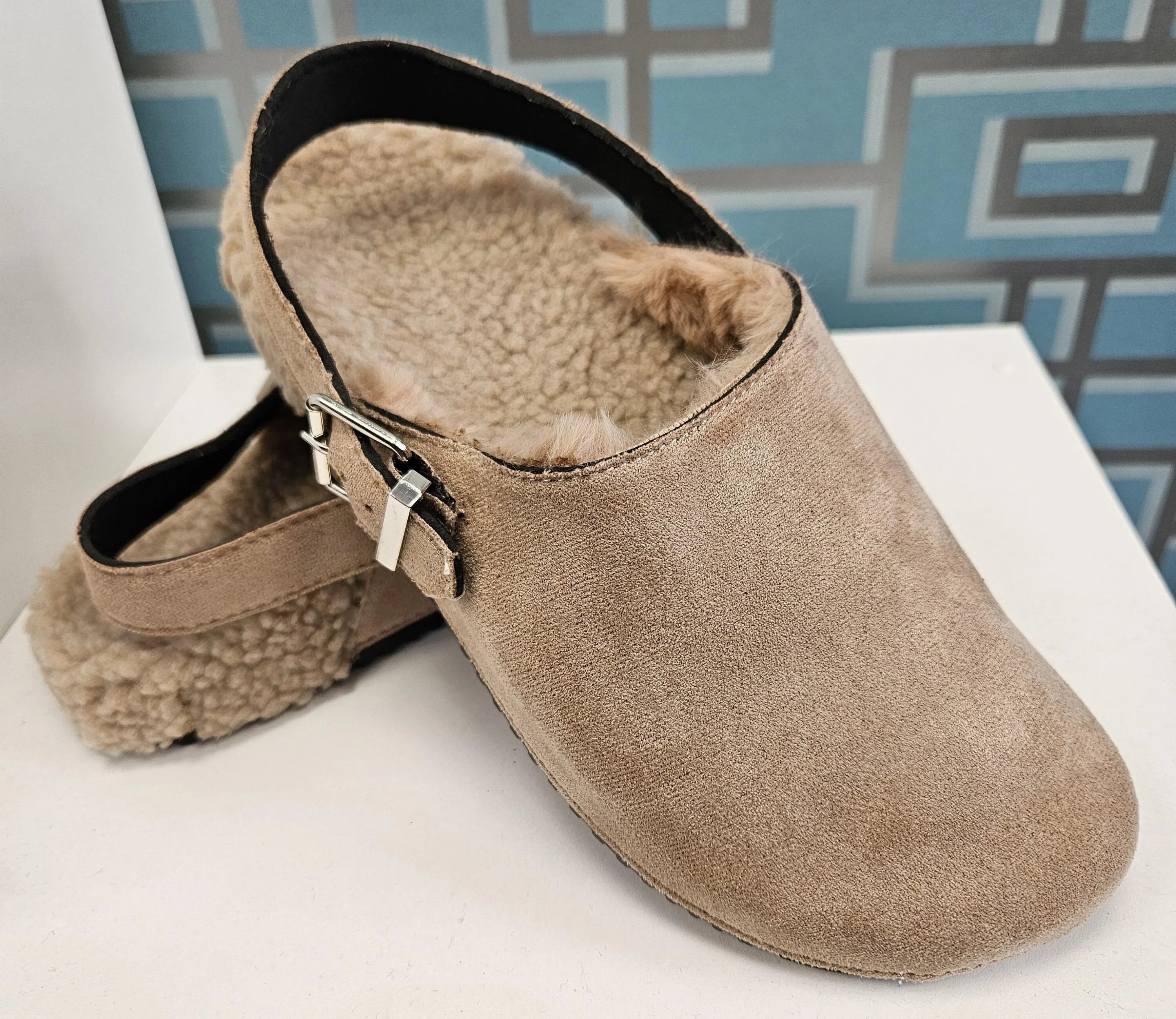 Sabot d'intérieur/extérieur unicolores en peluche à la mode