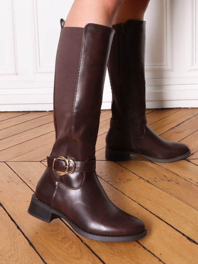 Bottes cavalières stretch à boucle