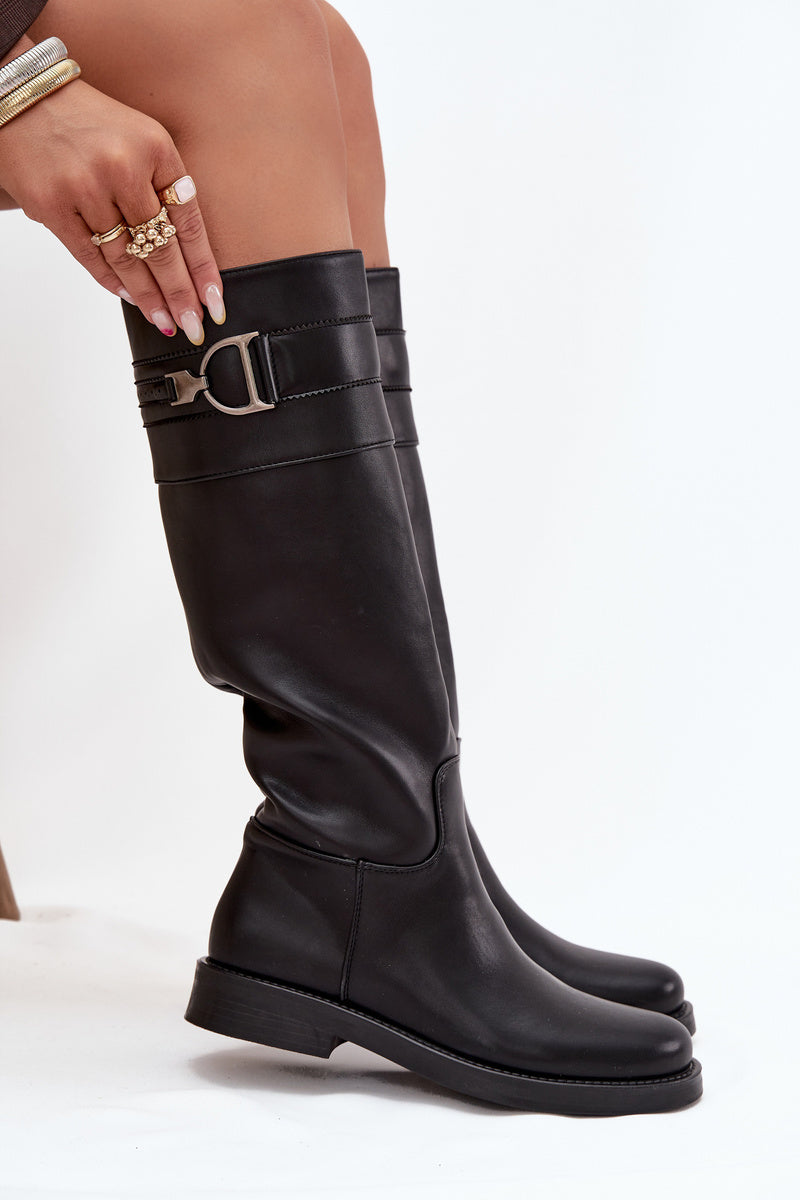 Bottes à talons bas pour femme avec détails décoratifs