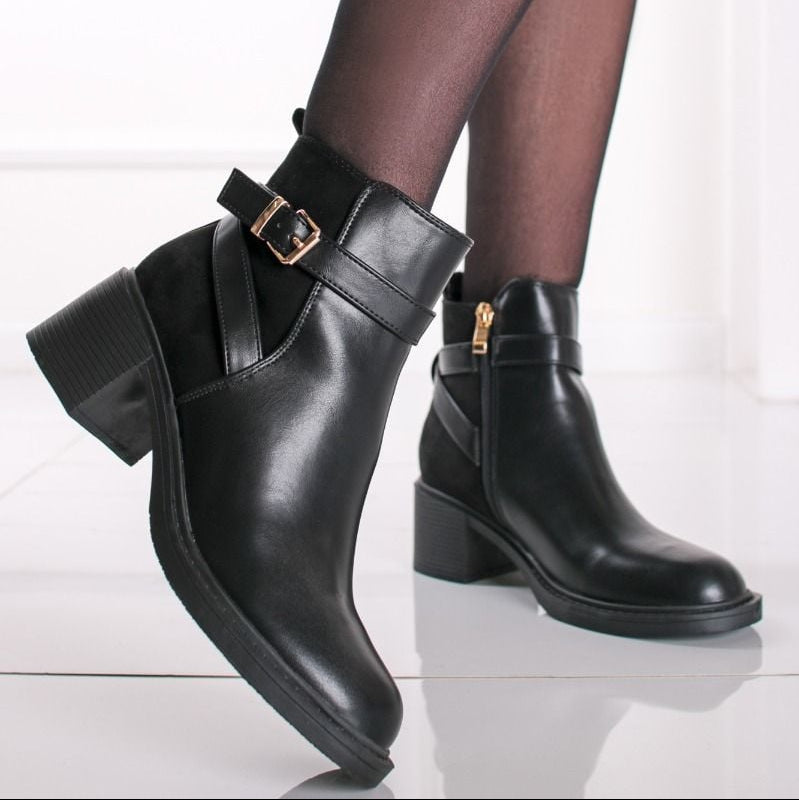 bottines noires à talon épais