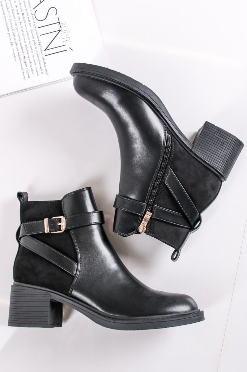 bottines noires à talon épais