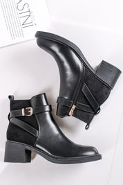 bottines noires à talon épais