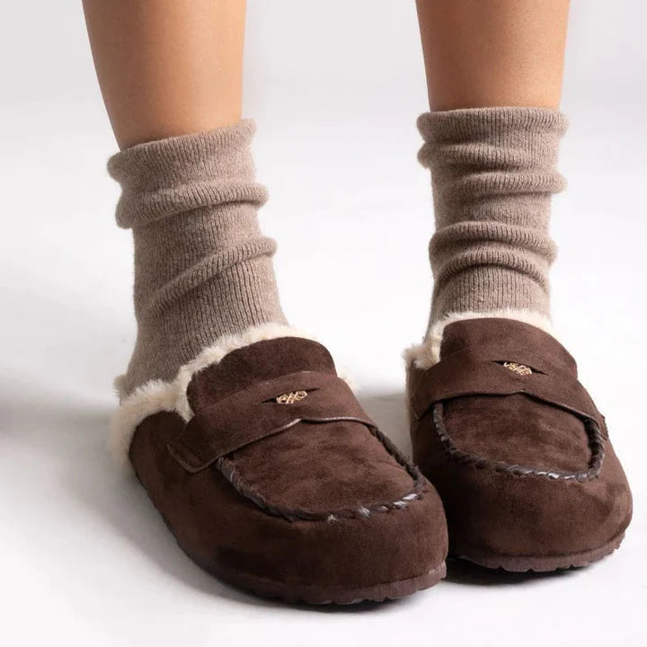 Sabots fourrées en daim