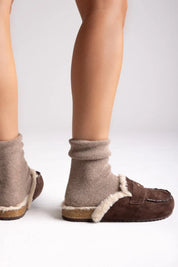 Sabots fourrées en daim