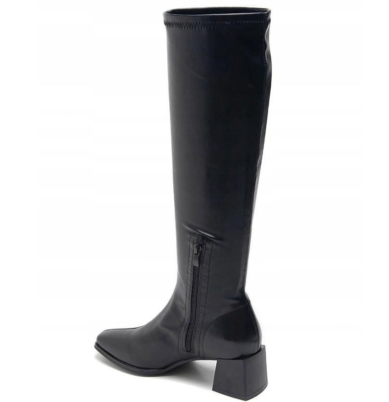 Botte haute à talon bas avec semelle en caoutchouc antidérapante