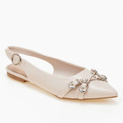 Ballerine à bride arrière beiges décorées de brides