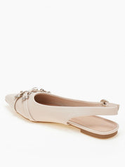 Ballerine à bride arrière beiges décorées de brides