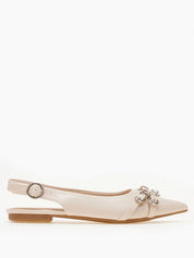 Ballerine à bride arrière beiges décorées de brides
