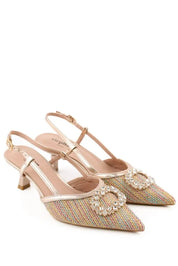 Escarpins à bride arrière avec pierres luxueuses